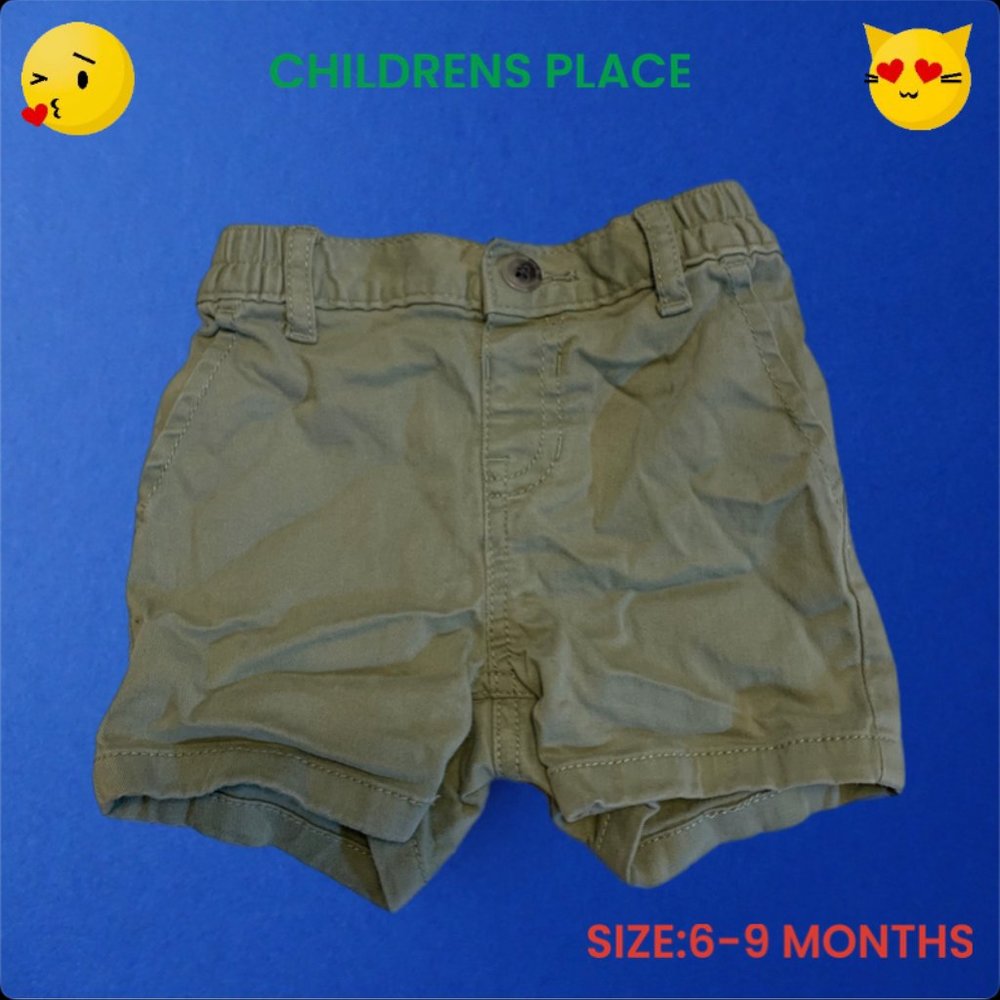 CHILDREN PLACE OLIVE COLOURED KIDS SHORTS SIZE 6-9 MONTHS